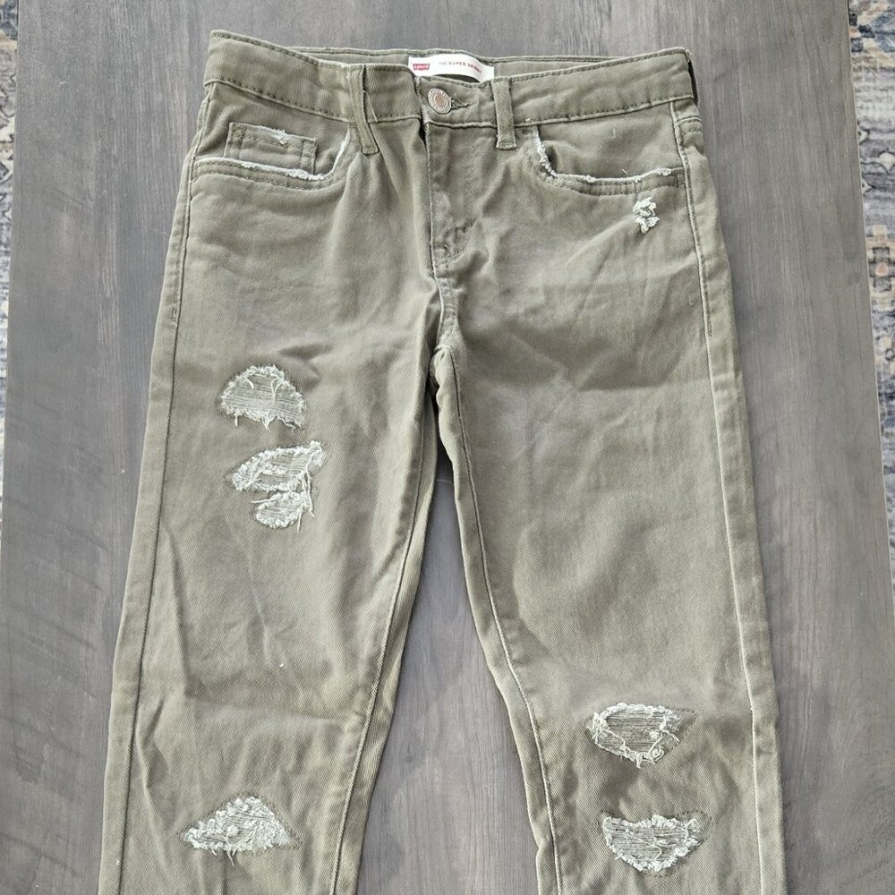 Girls Levi 710 Super Skinny Jeans - Olive - Size 12 Regular